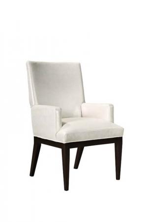 Leathercraft's Brooke Wood Dining Arm Chair in White Leather and Black Wood