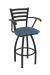 Holland's Jackie Swivel Black Bar Stool with Arms and Rein Bay Seat Cushion