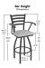 Holland's #415 Jackie Swivel Bar Height Stool Dimensions