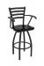 Holland's Jackie Black Swivel Metal Bar Stool with Arms and Black Wood Finish