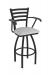 Holland's Jackie Swivel Black Bar Stool with Arms and Graph Alpine Seat Cushion