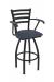 Holland's Jackie Swivel Black Bar Stool with Arms and Graph Anchor Seat Cushion