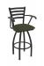 Holland's Jackie Swivel Black Bar Stool with Arms and Canter Pine Seat Cushion