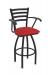 Holland's Jackie Swivel Black Bar Stool with Arms and Canter Red Seat Cushion