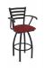 Holland's Jackie Swivel Black Bar Stool with Arms and Graph Ruby Seat Cushion