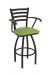 Holland's Jackie Swivel Black Bar Stool with Arms and Canter Kiwi Green Seat Cushion