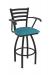 Holland's Jackie Swivel Black Bar Stool with Arms and Graph Tidal Seat Cushion