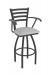 Holland's Jackie Swivel Black Bar Stool with Arms and Canter Folkstone Grey Seat Cushion