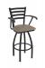 Holland's Jackie Swivel Black Bar Stool with Arms and Canter Earth Seat Cushion