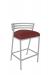 Wesley Allen's Arlo Silver Metal Bar Stool with Red Seat