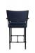 Wesley Allen's Jayce Transitional Upholstered Bar Stool with Arms in Black Metal and Blue Cushion - Back View