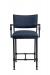 Wesley Allen's Jayce Transitional Upholstered Bar Stool with Arms in Black Metal and Blue Cushion - Front View