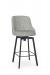 Amisco's Diego Black Metal Swivel Counter Stool with Low Curved Back and Pattern Fabric