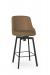 Amisco's Diego Black Metal Swivel Counter Stool with Low Curved Back in Saddle Brown