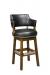 Style Upholstering 141 Wood Swivel Ba Stool with Arms in Leather and Nailhead Trim