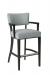 Style Upholstering's #15 Timeless Black Wood Bar Stool with Blue Fabric with Arms