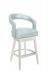Style Upholstering's #17 White Wood Bar Stool with Blue Leather and Silver Nailheads