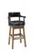 Style Upholstering's 1704 Wood Swivel Bar Stool with Arms and Nailhead Trim