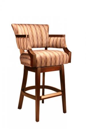 Style Upholstering #6705 Upholstered Wood Swivel Bar Stool with Arms
