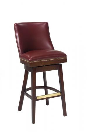 Style Upholstering 671 Upholstered Wood Swivel Bar Stool with Nailhead Trim and Back