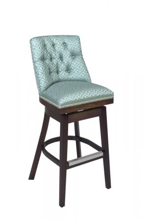 Style Upholstering #673 Wood Upholstered Swivel Stool with Tufted Back and Nailhead Trim in Leather