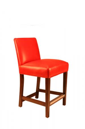 Style Upholstering #696 Upholstered Wood Red Leather Bar Stool with Back