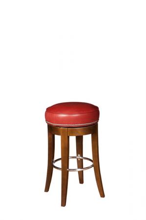 Style Upholstering #711 Narrow Upholstered Wood Backless Swivel Bar Stool in Leather