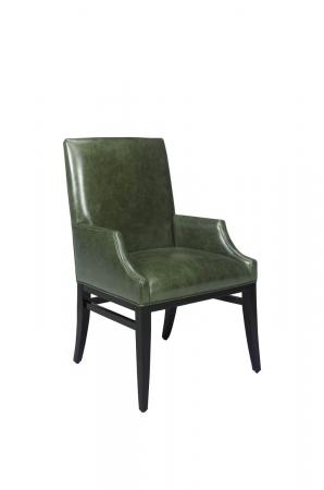 Style Upholstering #1202 Wood Green Leather Dining Arm Chair