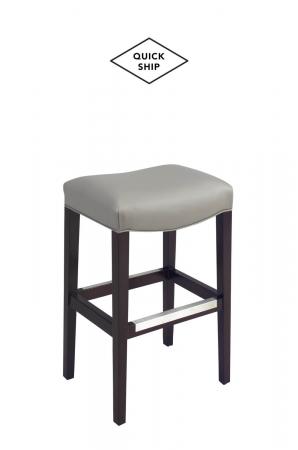 Style Upholstering #680 Backless Wood Saddle Bar Stool in Gray Leather