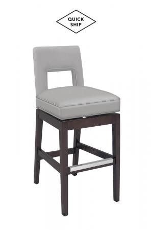 Style Upholstering 6655 Swivel Wood Bar Stool with Back - Quick Ship