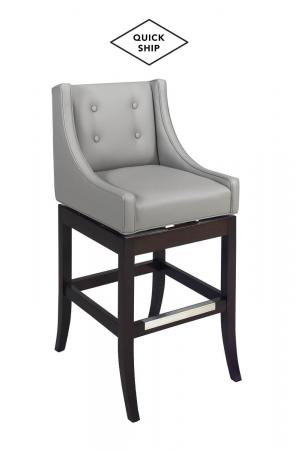 Style Upholstering 101 Wood Swivel Bar Stool with Button Upholstered Back - Quick Ship