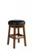 Style Upholstering's #141 Wood Backless Round Bar Stool with Nailhead Trim