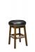 Style Upholstering's #141 Wood Backless Round Bar Stool with Nailhead Trim