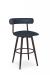 Amisco's Barbara Brown Metal Swivel Bar Stool with Blue Seat and Back Cushion