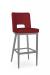 Amisco's Bryana Silver Metal Bar Stool with Red Seat and Back Cushion