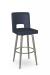 Amisco's Bryana Taupe Metal Swivel Bar Stool with Navy Blue Seat and Back Cushion