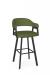 Amisco's Carmen Black Swivel Bar Stool with Arms in Green Fabric