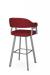 Amisco's Carmen Silver Swivel Bar Stool with Red Seat and Back Cushion - View of Back
