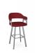 Amisco's Carmen Silver Swivel Bar Stool with Red Seat and Back Cushion