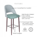 Featuring a curved back for comfort, high density molded foam cushions available in performance fabrics and vinyls, wood grain finish also available in powder coated and oil based finishes. This stool has a 500 lb weight capacity with a 12-year warranty.