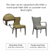 This chair can be customized with either a wood-grain finish (left) or a powder-coat finish (right).