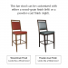 This bar stool can be customized with either a wood-grain finish (left) or a powder-coat finish (right).