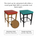 This bar stool can be customized with either a wood-grain finish (left) or a powder-coat finish (right).