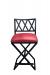 Wesley Allen's Khon Unique Black Bar Stool with Low Back and Red Seat Cushion - Front View