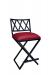 Wesley Allen's Khon Unique Black Bar Stool with Low Back and Red Seat Cushion