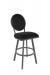 Wesley Allen's Marquis Pewter Metal Swivel Bar Stool with Black Vinyl Seat and Back Cushion