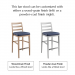 This bar stool can be customized with either a wood-grain finish (left) or a powder-coat finish (right).