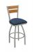 Holland's Thor Nickel Swivel Bar Stool with Wood Back