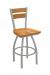 Holland's Thor Silver Swivel Bar Stool with Medium Maple Wood Seat and Back