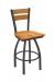 Holland's Thor Pewter Metal Swivel Bar Stool in Medium Maple Wood